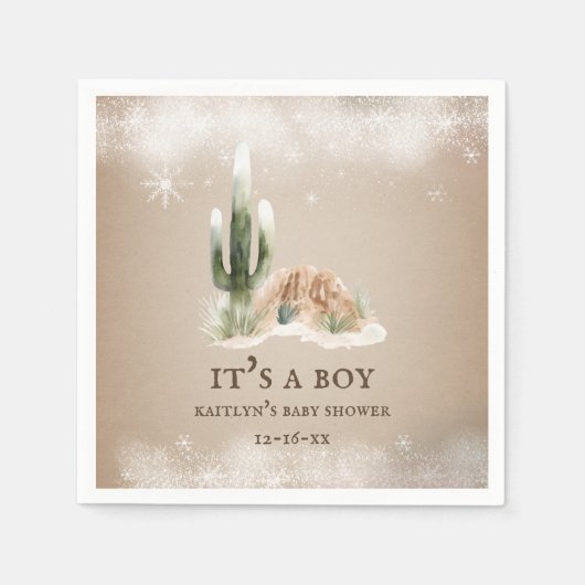 Desert Snow Cactus Baby Shower Napkins Serviette (Vorderseite)