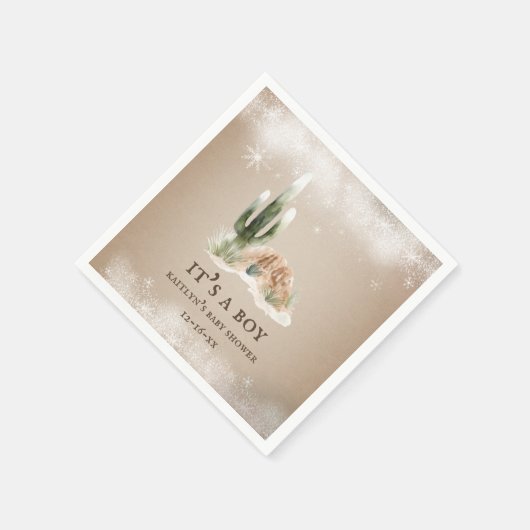 Desert Snow Cactus Baby Shower Napkins Serviette (Ecke)