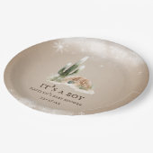 Desert Snow Cactus Baby Shower Pappteller (Schrägansicht)