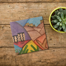 Desert Southwest Arizona Cactus ceramic tile 