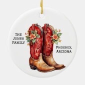 Desert/Southwest Cowboy Christmas Boots Keramik Ornament (Hinten)
