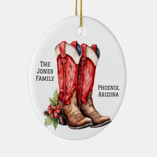 Desert/Southwest Cowboy Santa Christmas Boots Keramik Ornament (Rechts)