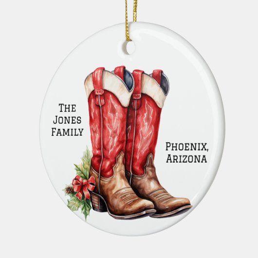 Desert/Southwest Cowboy Santa Christmas Boots Keramik Ornament (Links)