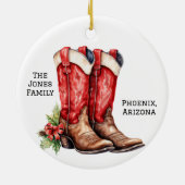 Desert/Southwest Cowboy Santa Christmas Boots Keramik Ornament (Hinten)