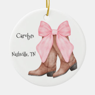 Desert/Southwest Pink Cowboy Boots Keramik Ornament