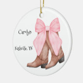 Desert/Southwest Pink Cowboy  Boots  Keramik Ornament (Links)