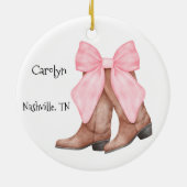 Desert/Southwest Pink Cowboy  Boots  Keramik Ornament (Hinten)