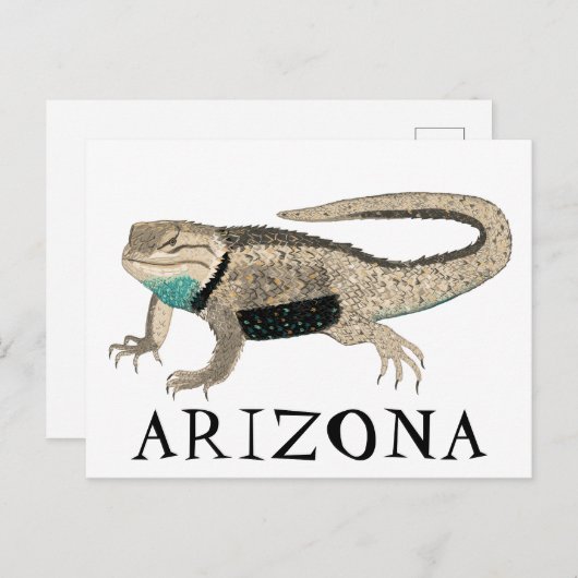 Desert Spiny Lizard ARIZONA Wilde Tierart Art Postkarte (Vorne/Hinten)
