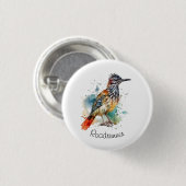 Desert Spirit, Roadrunner im Wasserfarben-Design Button (Vorne & Hinten)