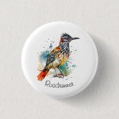 Desert Spirit, Roadrunner im Wasserfarben-Design Button (Vorderseite)
