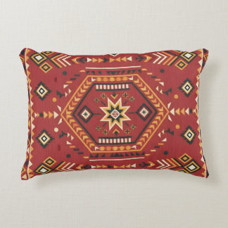 Desert Star Nomad – Vibrant Crimson Tribal Art Dekokissen