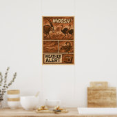 Desert Storm Chaos - Wildlife Weather Alert Comic Poster (Küche)