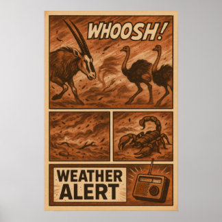 Desert Storm Chaos - Wildlife Weather Alert Comic Poster