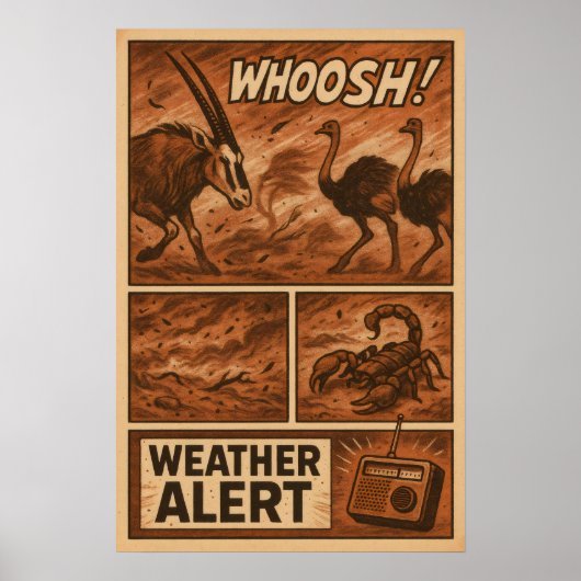 Desert Storm Chaos - Wildlife Weather Alert Comic Poster (Vorne)