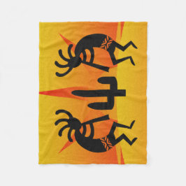 Desert Sun Cactus Kokopelli Southwest Tribal Fleecedecke