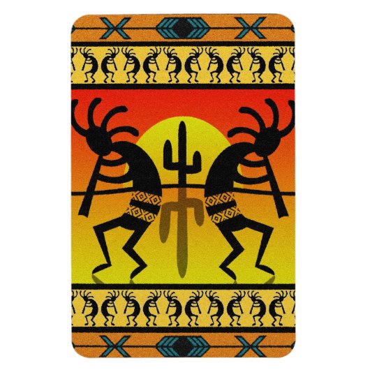 Desert Sun Cactus Kokopelli Southwestern Magnet (Vertikal)