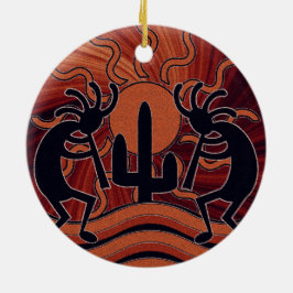 Desert Sun Cactus Kokopelli Südwest Decor Keramikornament