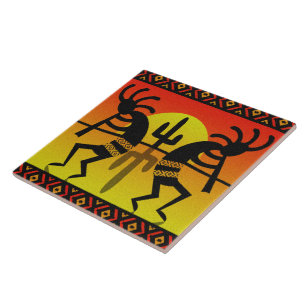 Desert Sun Cactus Southwest Kokopelli Keramik Tile Fliese