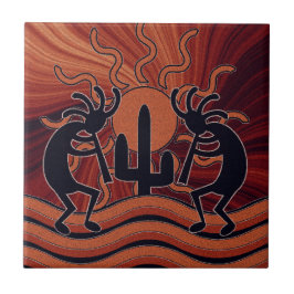 Desert Sun Cactus Southwest Kokopelli Keramik Tile Fliese
