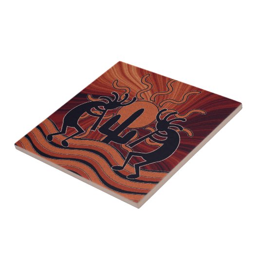 Desert Sun Cactus Southwest Kokopelli Keramik Tile Fliese (Seite)