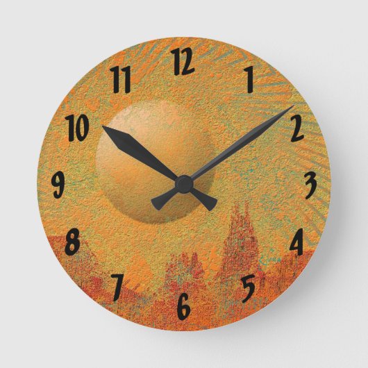 Desert Sun Runde Wanduhr (Vorderseite)