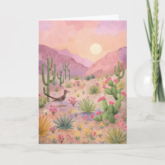 Desert Sunrise Painted Landscape Greeting Card Karte