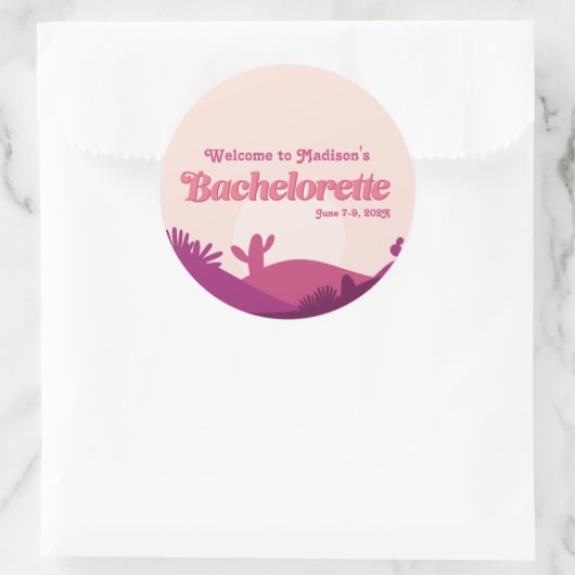 Desert Sunset Bachelorette Runder Aufkleber (Tasche)