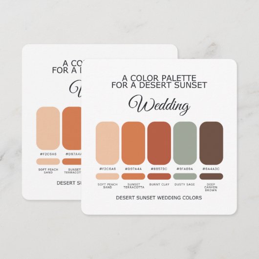 Desert Sunset Boho Wedding Color Palette Card Einladung (Vorne/Hinten)