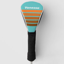 Desert Teal Across Striping with Name Golf Headcover