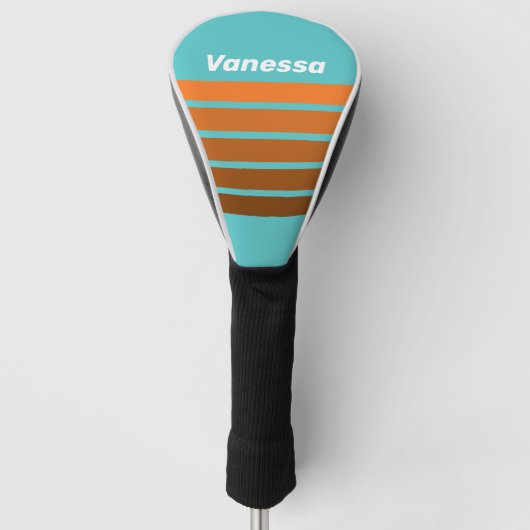 Desert Teal Across Striping with Name Golf Headcover (Vorderseite)