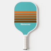 Desert Teal Across Striping with Name Pickleball Schläger (Rückseite)