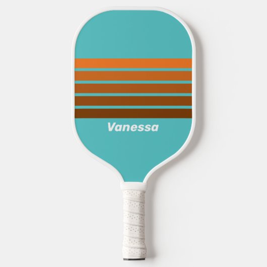 Desert Teal Across Striping with Name Pickleball Schläger (Vorderseite)