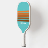 Desert Teal Across Striping with Name Pickleball Schläger (Links)