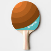 Desert Teal Circle Stripe with Name Tischtennis Schläger (Rückseite)