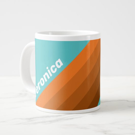Desert Teal Stripes with Name Jumbo-Tasse (Vorderseite Links)