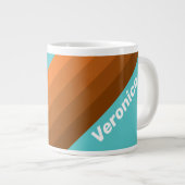 Desert Teal Stripes with Name Jumbo-Tasse (Vorderseite Rechts)