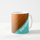 Desert Teal Stripes with Name Kaffeetasse (VorderseiteRechts)