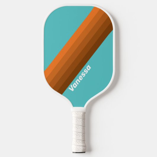 Desert Teal Stripes with Name Pickleball Schläger (Vorderseite)
