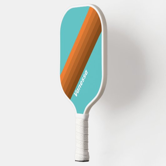 Desert Teal Stripes with Name Pickleball Schläger (Links)
