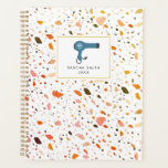 Desert Terrazzo Muster Kosmetologe Salon Hair Planer<br><div class="desc">Ein Planer mit Terrazzo-Muster mit Wüste inspiriert Farbschema auf Vorder- und Rückseite.  Vorderseite zeigt blaue Fön-Abbildung mit Namen und Jahr.</div>