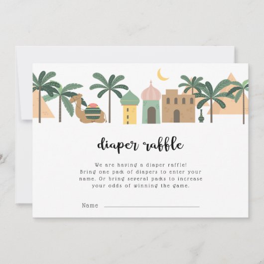 Desert Theme Camel Diaper Raffle Einladung (Vorderseite)