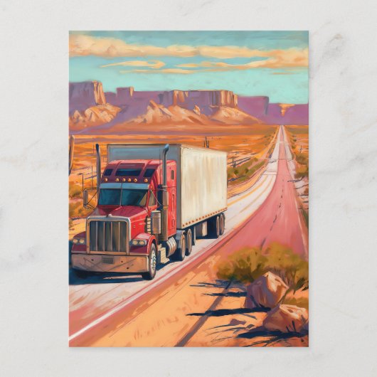 Desert Trucking - Painterly Vehicle Art Postkarte (Vorderseite)