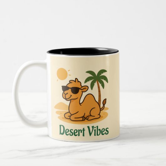 Desert Vibes – Cute Camel with Sunglasses Zweifarbige Tasse (Links)
