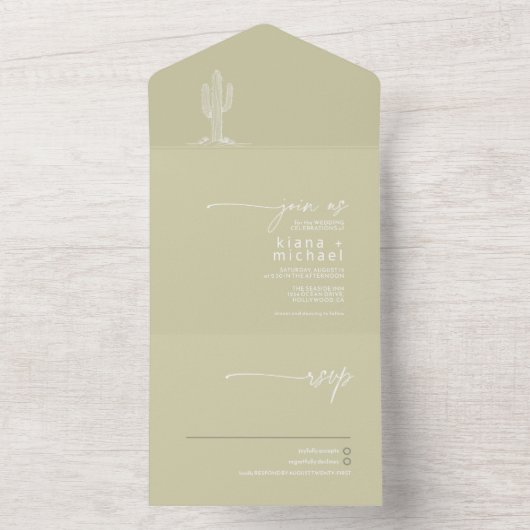 Desert Vibes Wedding Cactus Motif ID1019 All In One Einladung (Innen Boden)