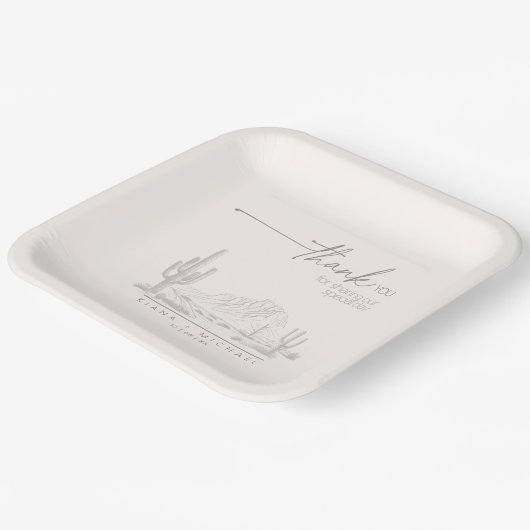 Desert Vibes Wedding Danke Landscape ID1019 Pappteller (Gewinkelt)