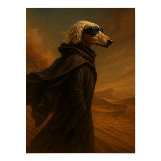 Desert Warrior Greyhound Art - Epic Sci-Fi Dog Poster (Vorderseite)