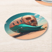 Desert Whale House Runder Pappuntersetzer (Angewinkelt)