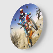 Desert Wheelie Motocross Große Wanduhr (Winkel)