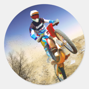 Desert Wheelie Motocross Runder Aufkleber