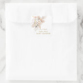 Desert White Roses Pampas Grass Baby Dusche Quadratischer Aufkleber (Tasche)